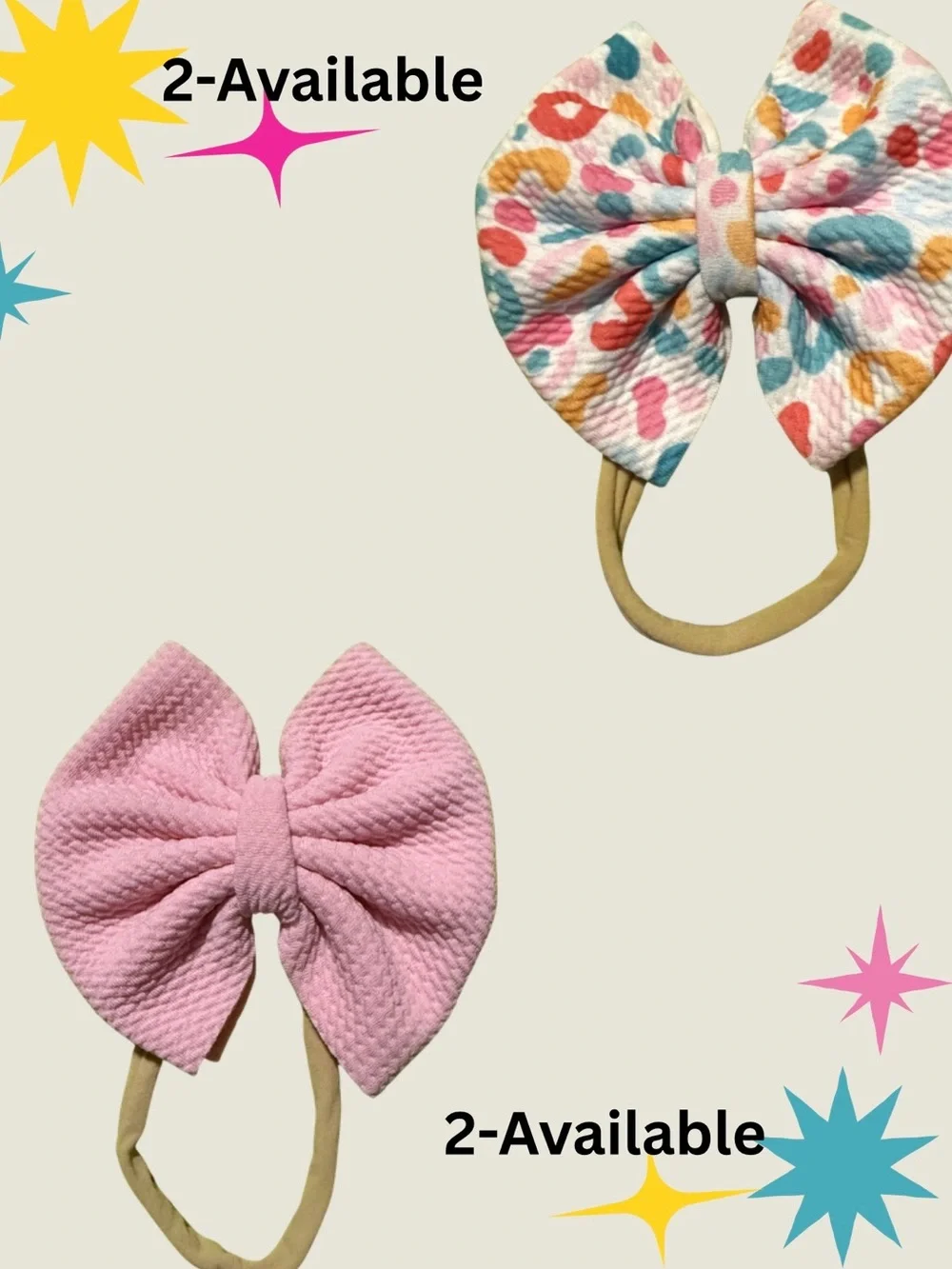 Set of 2 Baby Bow Headbands — Pink & Multicolor